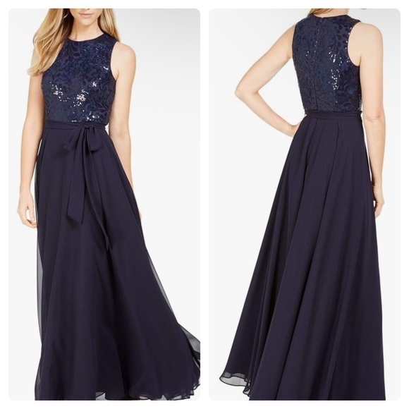 Calvin Klein Embroidered Sequin Bodice Gown Size 14 - Picture 7 of 7